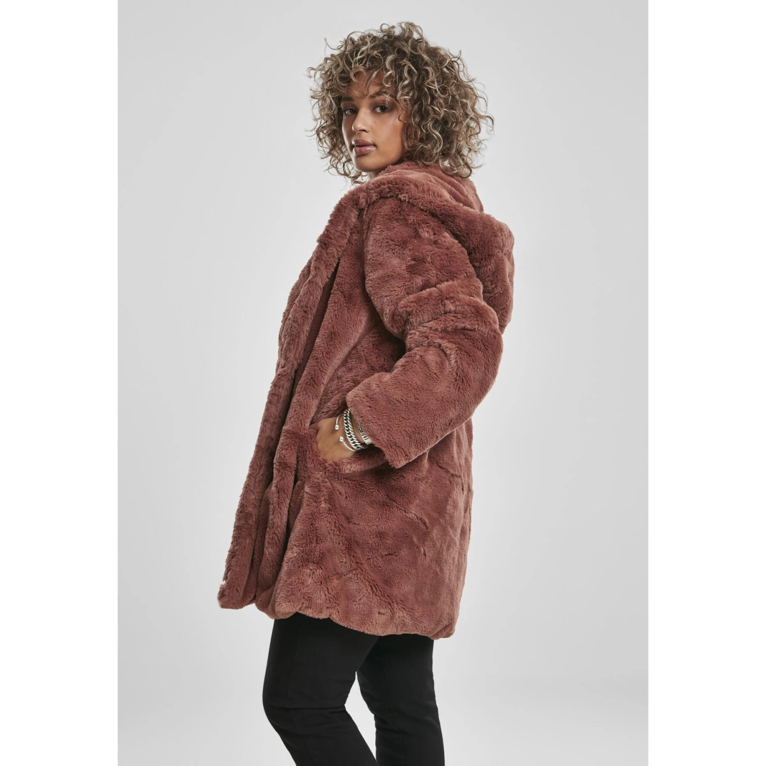 Cappotto Con Cappuccio Da Donna Urban Classics Teddy 2 Cappotto Con Cappuccio Da Donna Urban Classics Teddy - immagine 2