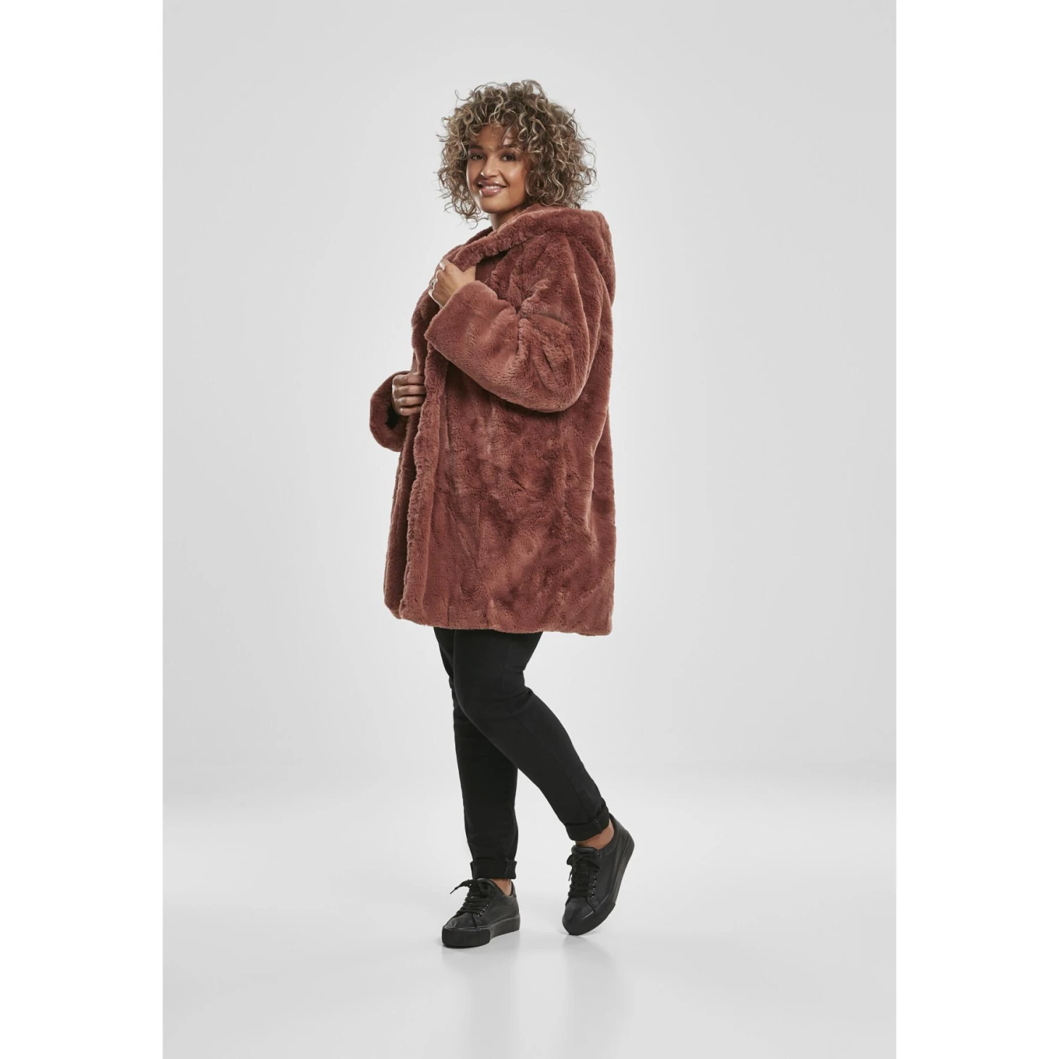 Cappotto Con Cappuccio Da Donna Urban Classics Teddy 5 Cappotto Con Cappuccio Da Donna Urban Classics Teddy - immagine 5